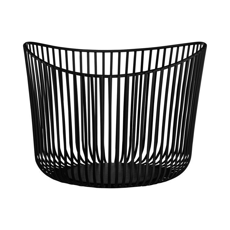Black Powder-Coated Steel Round Storage Basket