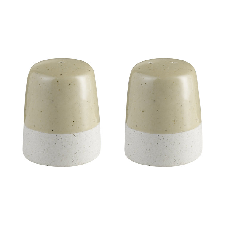 Sablo Beige and White Stoneware Salt and Pepper Shakers