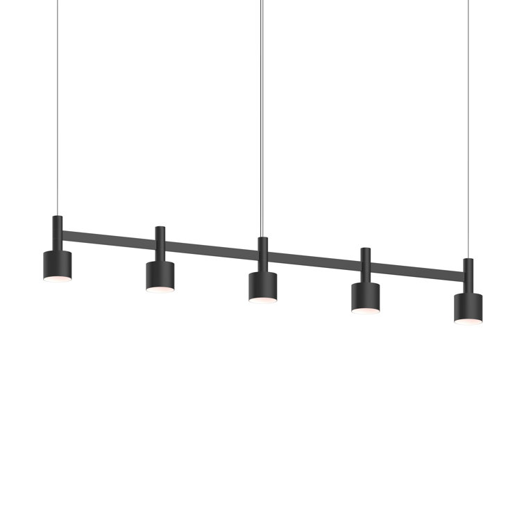 Sleek Satin Black 57" Aluminum LED Island Pendant