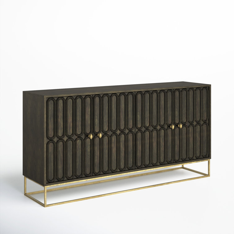 Transitional Silver and Brown 60'' Media Console with Cabinet