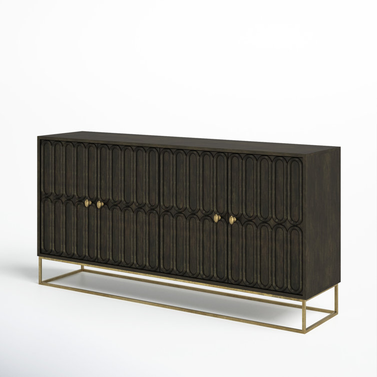 Transitional Silver and Brown 60'' Media Console with Cabinet