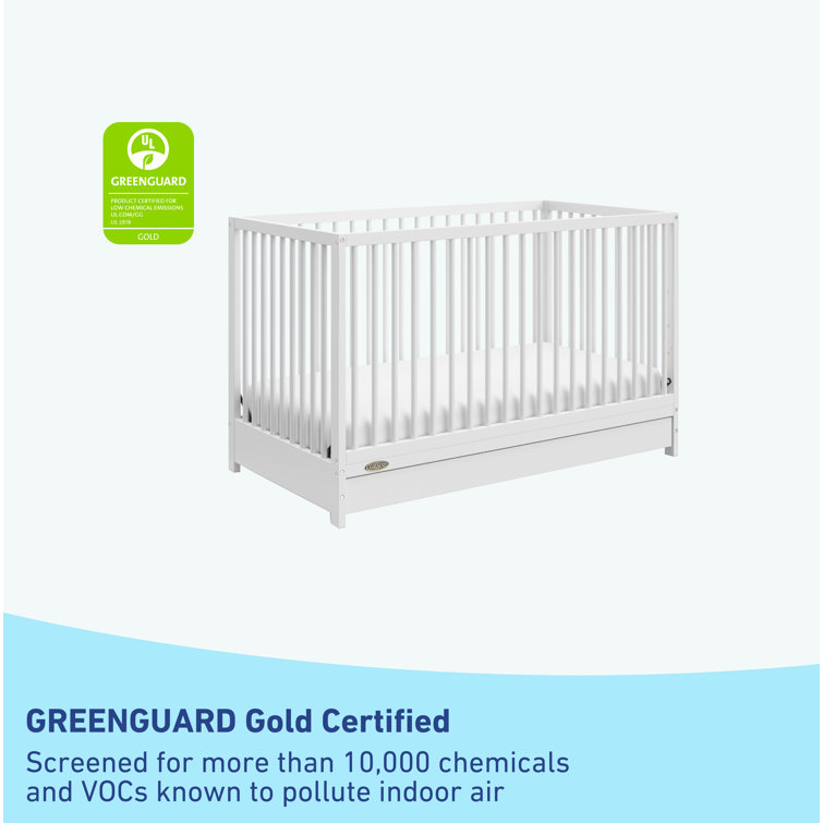 White Pine Wood 5-in-1 Convertible Crib with Drawer