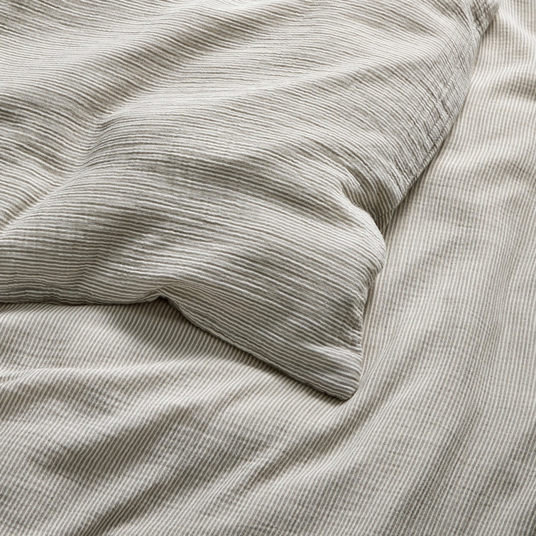 Kimball Charcoal and White Striped Full Duvet Set