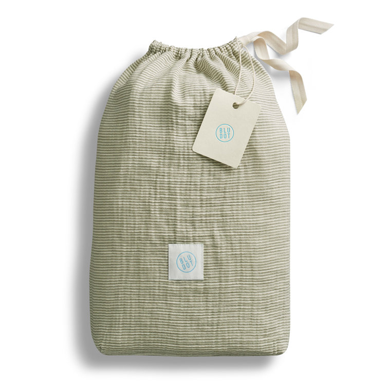 Full Loden Green and Putty Striped Cotton Duvet Set