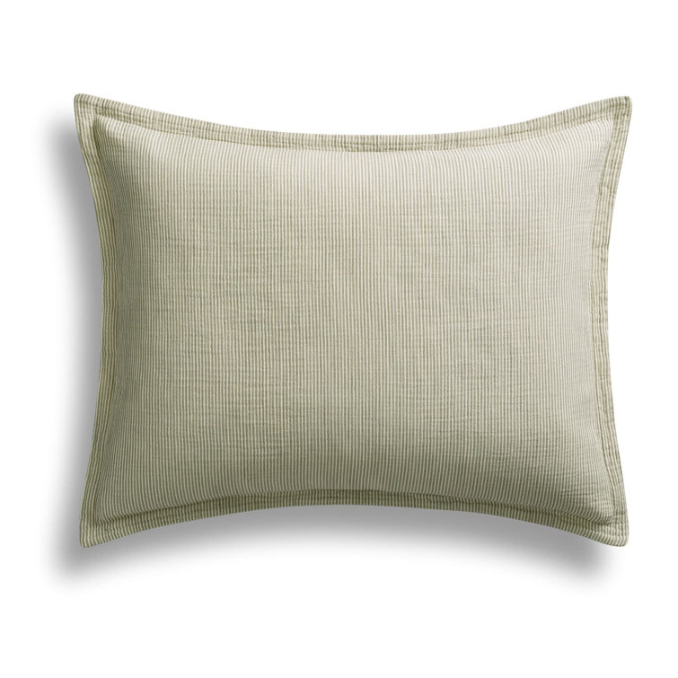 Full Loden Green and Putty Striped Cotton Duvet Set