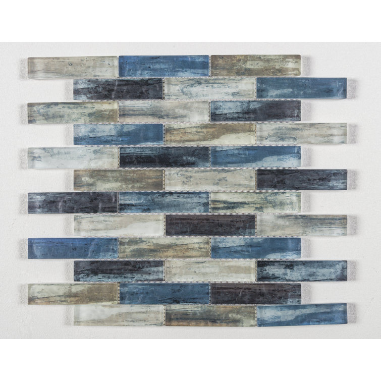 Giovan Blue and Gray Glass Brick Joint Mosaic Tile