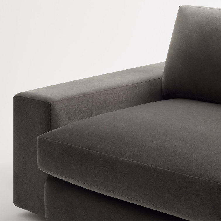 Storm Velvet 82" Hardwood Sofa with Removable Cushions