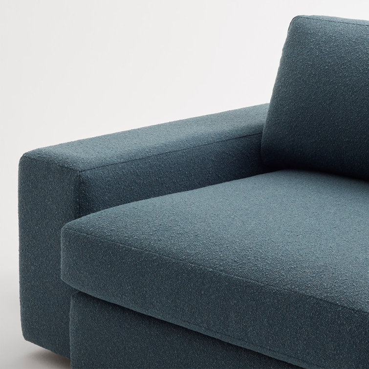 Esker Wide Kelso Blue Polyester Blend Sofa with Removable Cushions