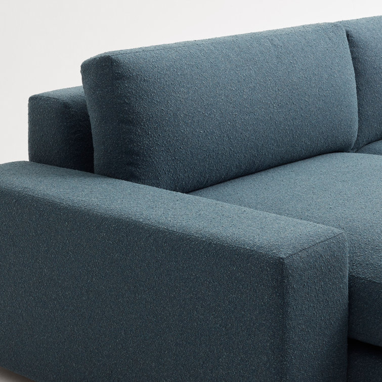 Kelso Blue Wide Chaise Sofa with Hardwood Frame and Removable Cushions