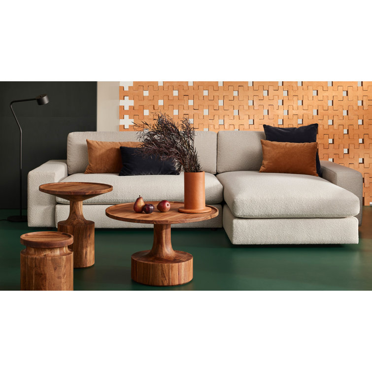 Esker Kelso Blue Velvet L-Shaped Sofa with Removable Cushions