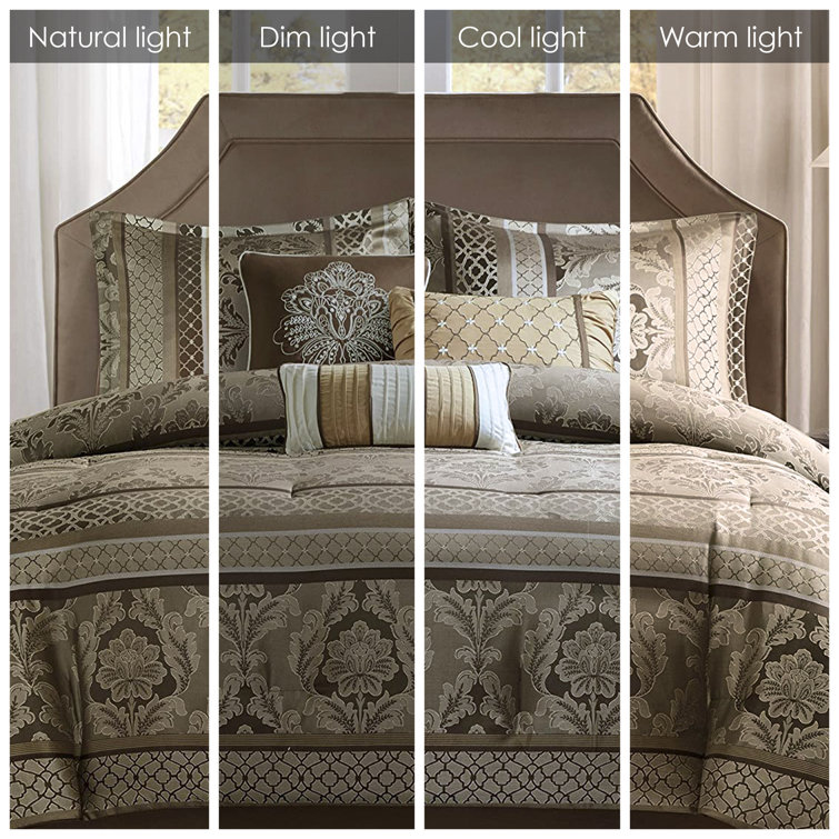 Bellagio Brown and Gold Jacquard King Comforter Set