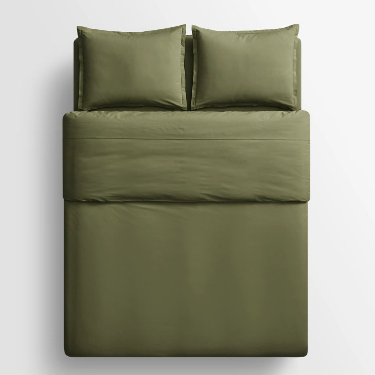 Loden Green Twin Egyptian Cotton Percale Duvet Set