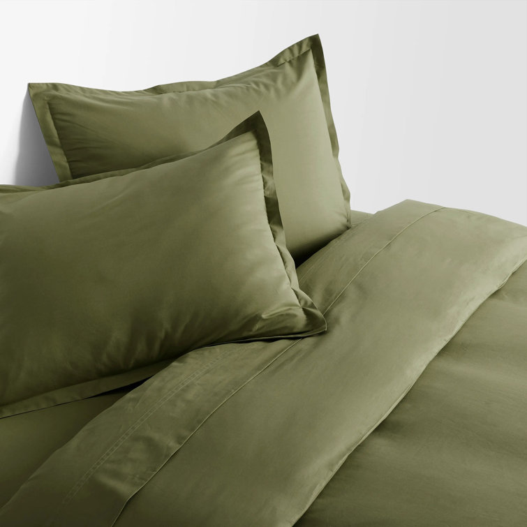 Loden Green Twin Egyptian Cotton Percale Duvet Set