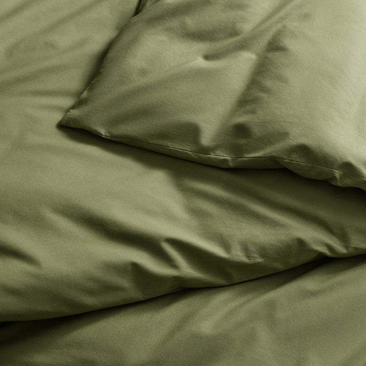 Loden Green Twin Egyptian Cotton Percale Duvet Set