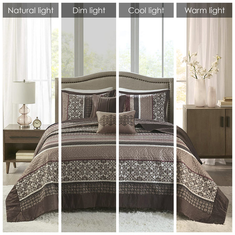 King Red and Brown Reversible Jacquard Bedspread Set