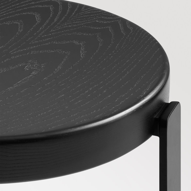 Black Ash and Steel Modern Accent Stool