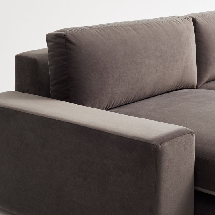 Storm Velvet Left Chaise Sofa with Track Arm