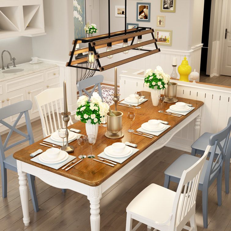 34'' Hand-Painted Faux Wood Farmhouse Kitchen Island Pendant
