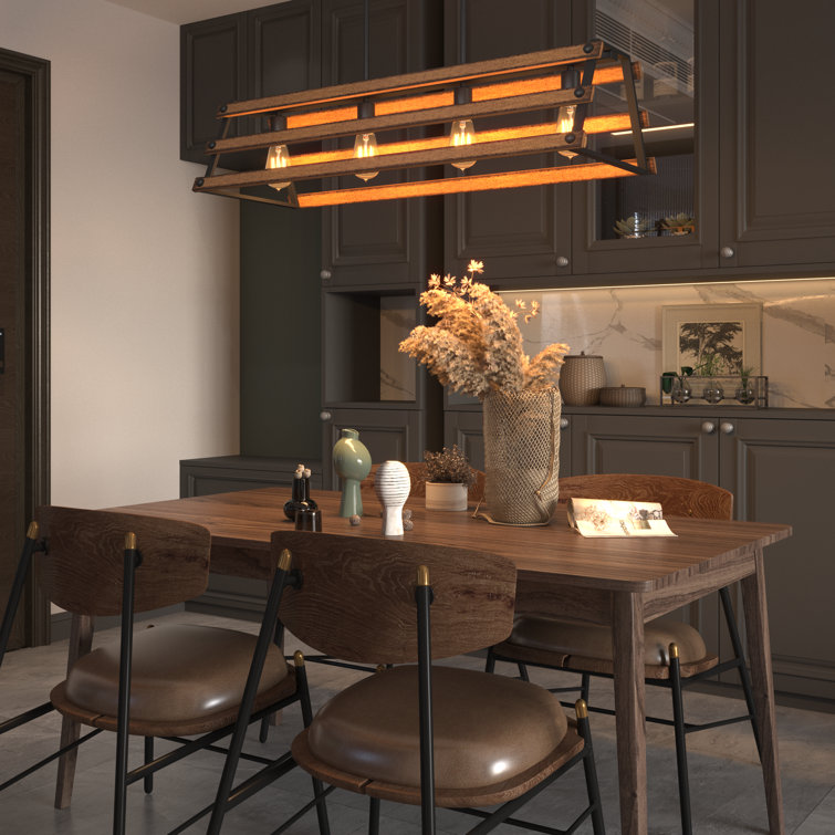 34'' Hand-Painted Faux Wood Farmhouse Kitchen Island Pendant