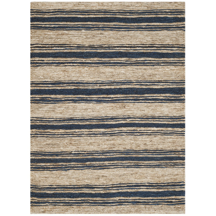 Hand-Knotted Multi-Stripe Jute and Cotton 4' x 6' Rug