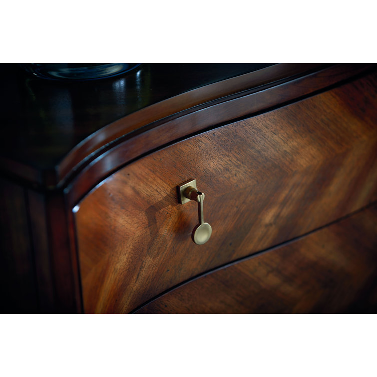 Venezia Brown Birch Wood Accent Chest with Antique Brass Hardware