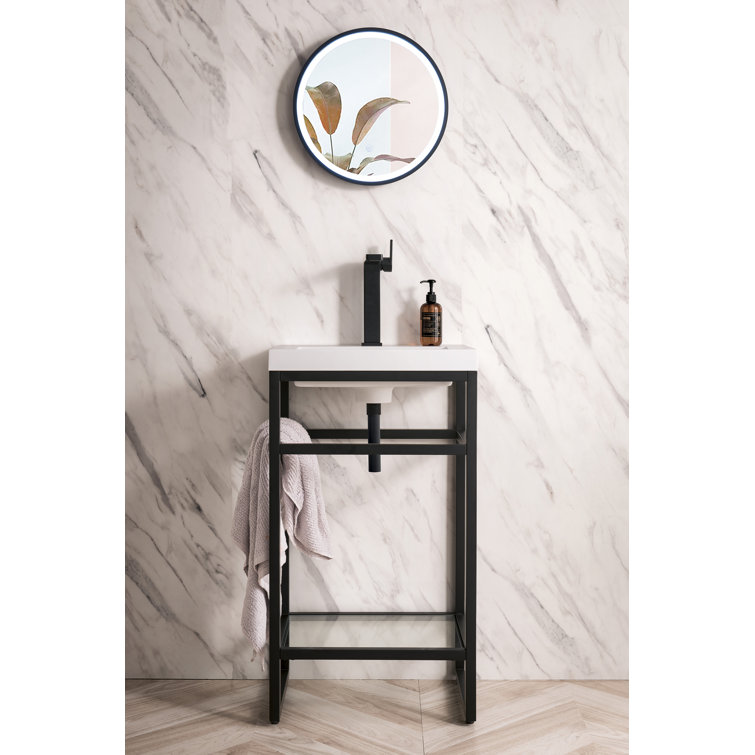 Boston 20" Matte Black Stainless Steel Single Vanity with White Composite Top