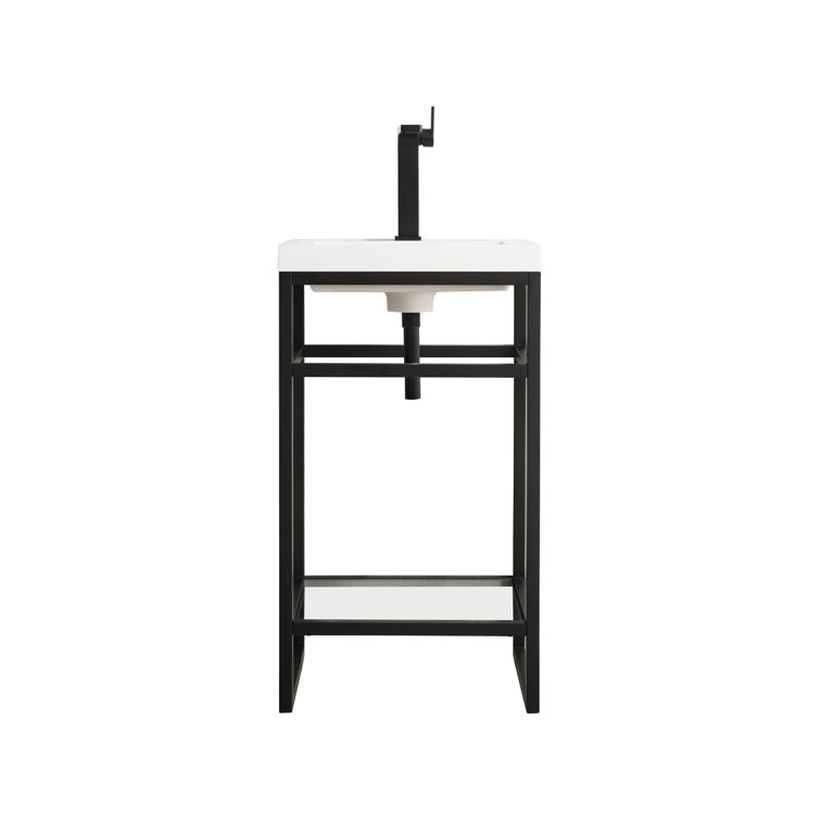 Boston 20" Matte Black Stainless Steel Single Vanity with White Composite Top