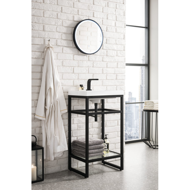 Boston 20" Matte Black Stainless Steel Single Vanity with White Composite Top