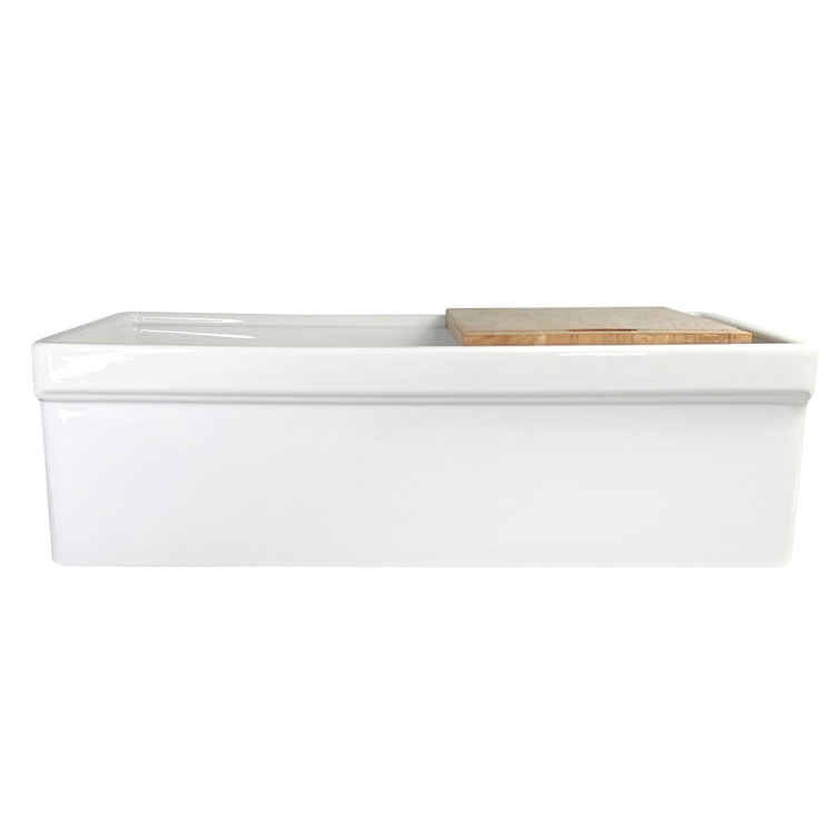 Cape 33'' White Fireclay Farmhouse Kitchen Sink with Cutting Board