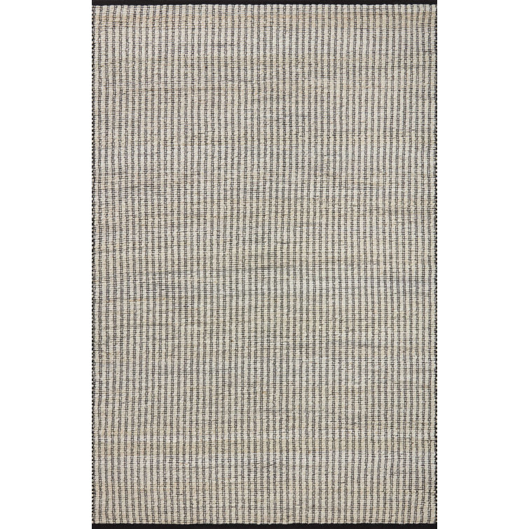Handmade Black and White Cotton Stripe Rectangular Rug