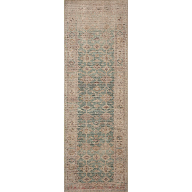 Aubrey Aqua and Sand Distressed Ombre 10' x 14' Area Rug