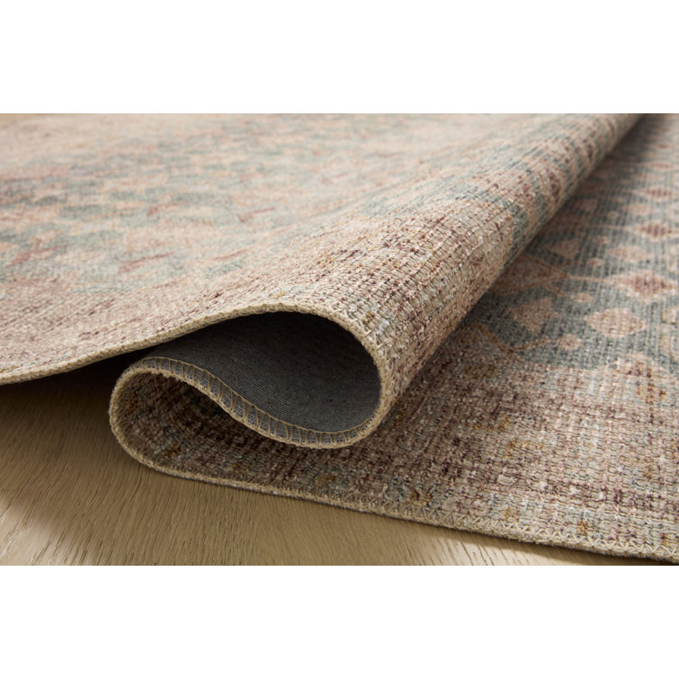 Aubrey Aqua and Sand Distressed Ombre 10' x 14' Area Rug