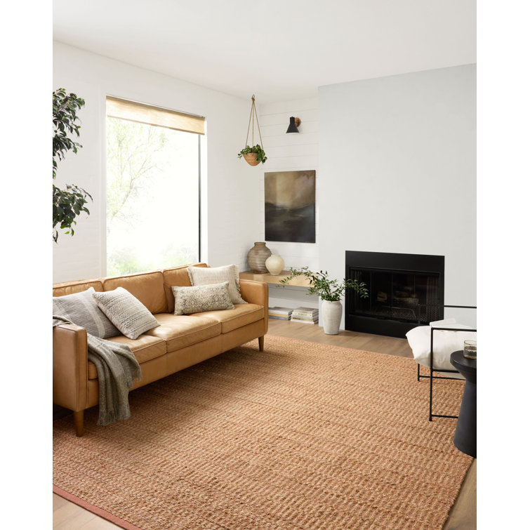 Handmade Natural and Clay Geometric Cotton Area Rug 4' x 6'