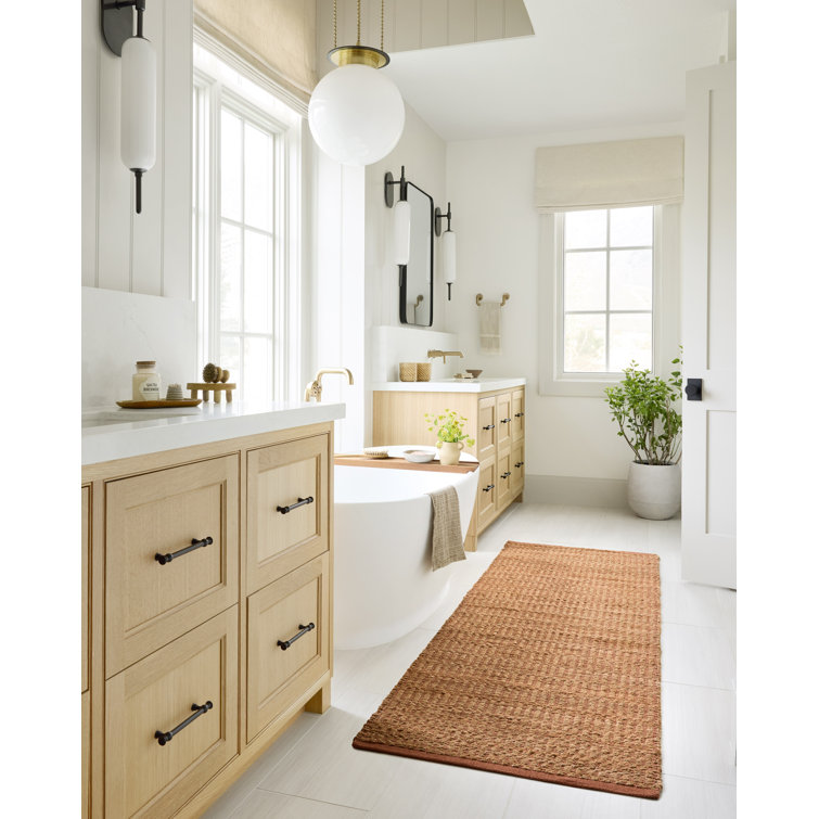 Handmade Natural Clay Geometric Cotton Area Rug 5' x 7'