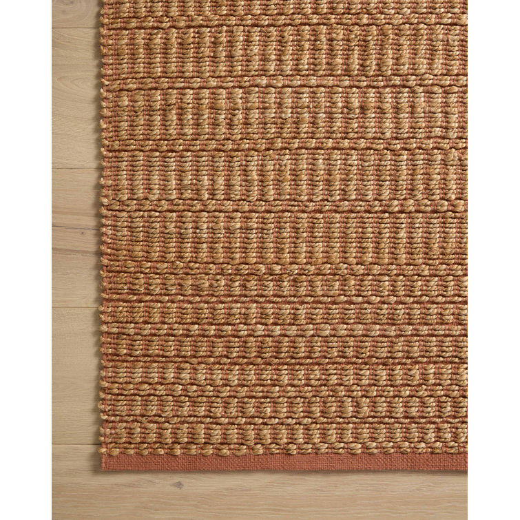 Handmade Natural Clay Geometric Cotton Area Rug 5' x 7'
