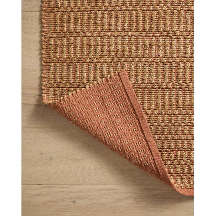 Handmade Natural Clay Geometric Cotton Area Rug 5' x 7'