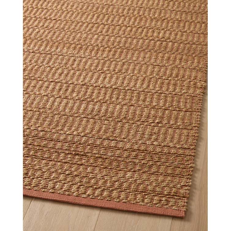 Handmade Natural Clay Geometric Cotton Area Rug 5' x 7'