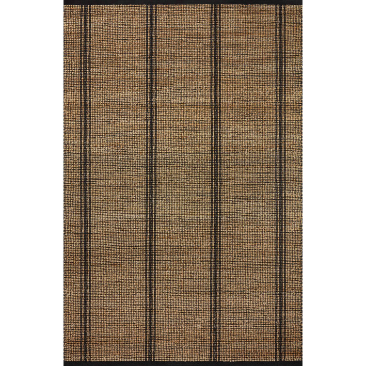 Handmade Contemporary Striped Cotton-Synthetic Blend Area Rug, 10' x 14', Black