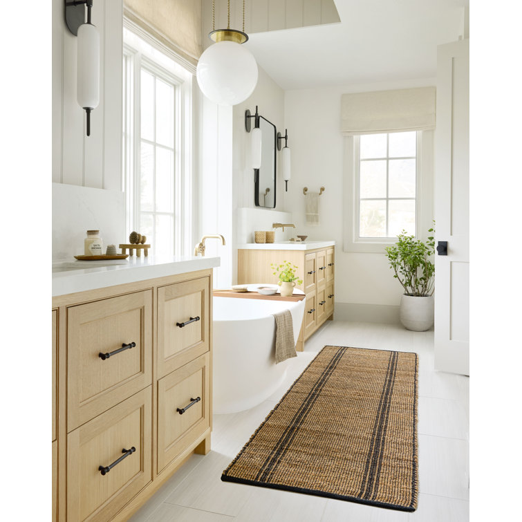 Handmade Contemporary Striped Cotton-Synthetic Blend Area Rug, 10' x 14', Black