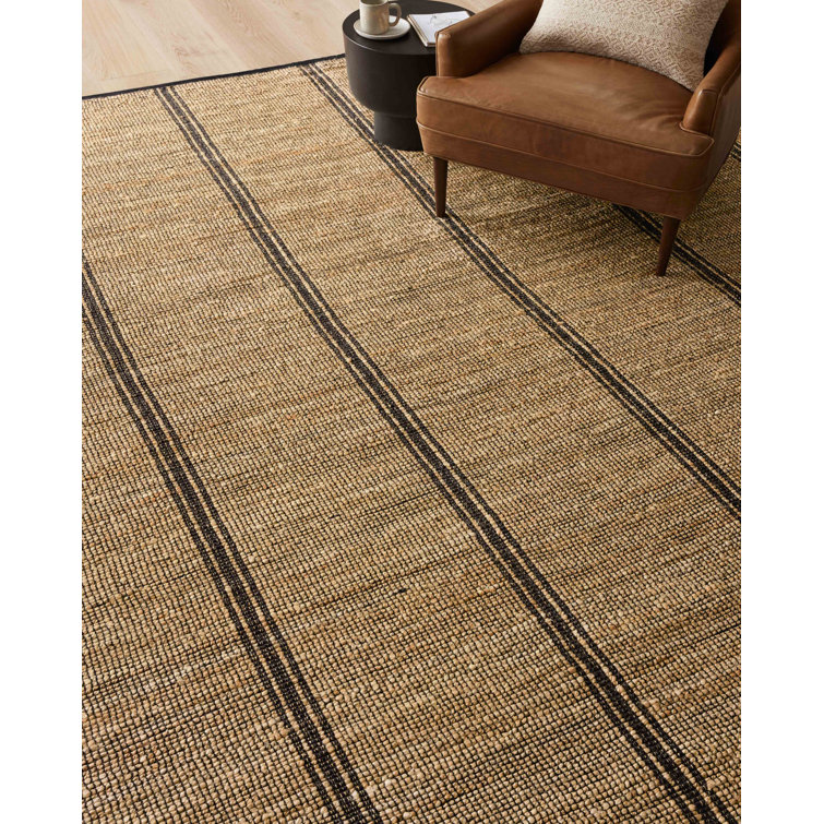 Handmade Contemporary Striped Cotton-Synthetic Blend Area Rug, 10' x 14', Black