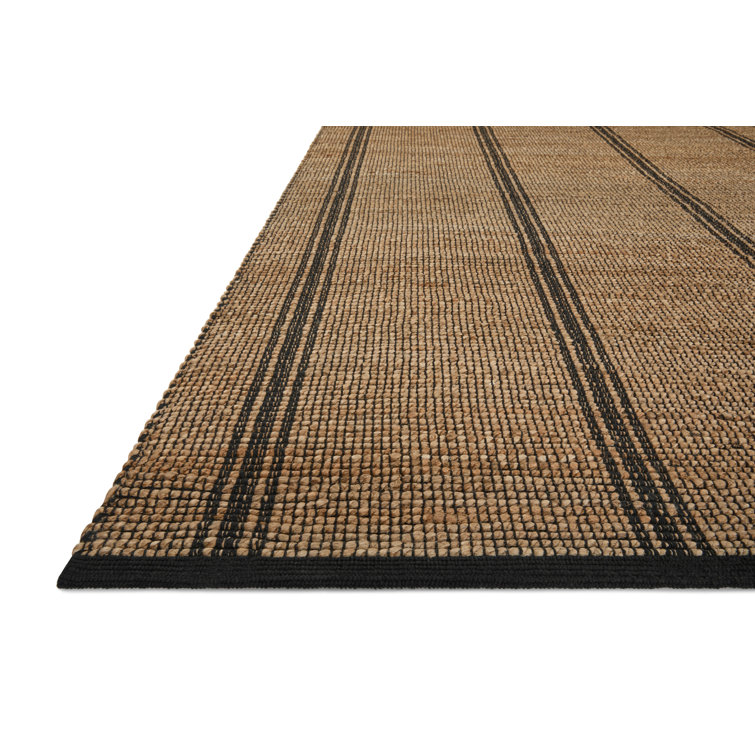 Handmade Contemporary Striped Cotton-Synthetic Blend Area Rug, 10' x 14', Black