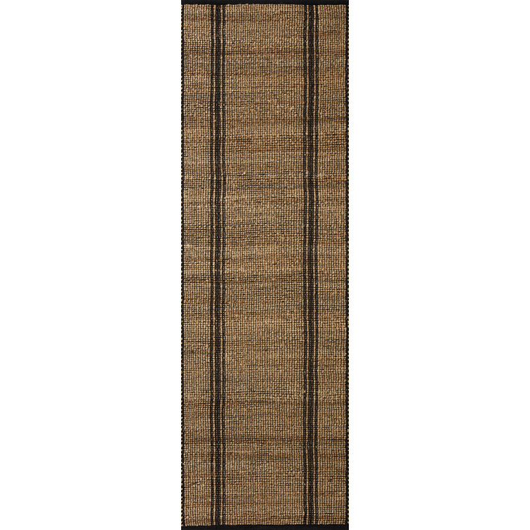Handmade Contemporary Striped Cotton-Synthetic Blend Area Rug, 10' x 14', Black