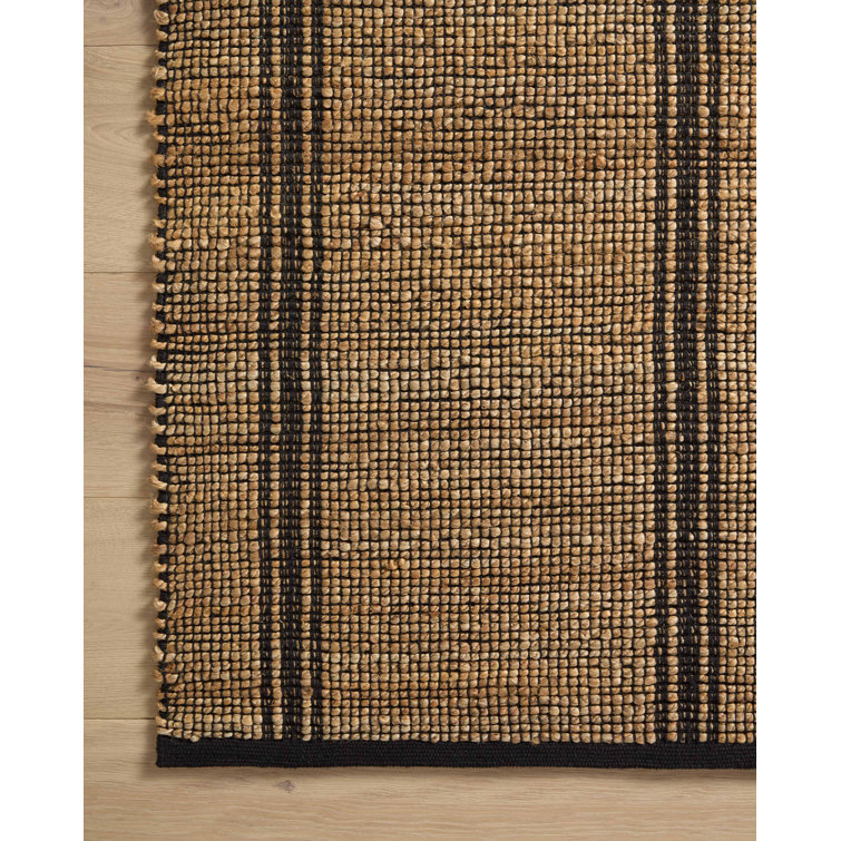 Handmade Contemporary Striped Cotton-Synthetic Blend Area Rug, 10' x 14', Black