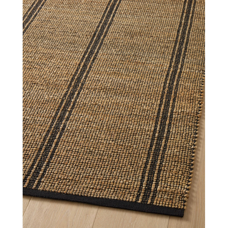 Handmade Contemporary Striped Cotton-Synthetic Blend Area Rug, 10' x 14', Black