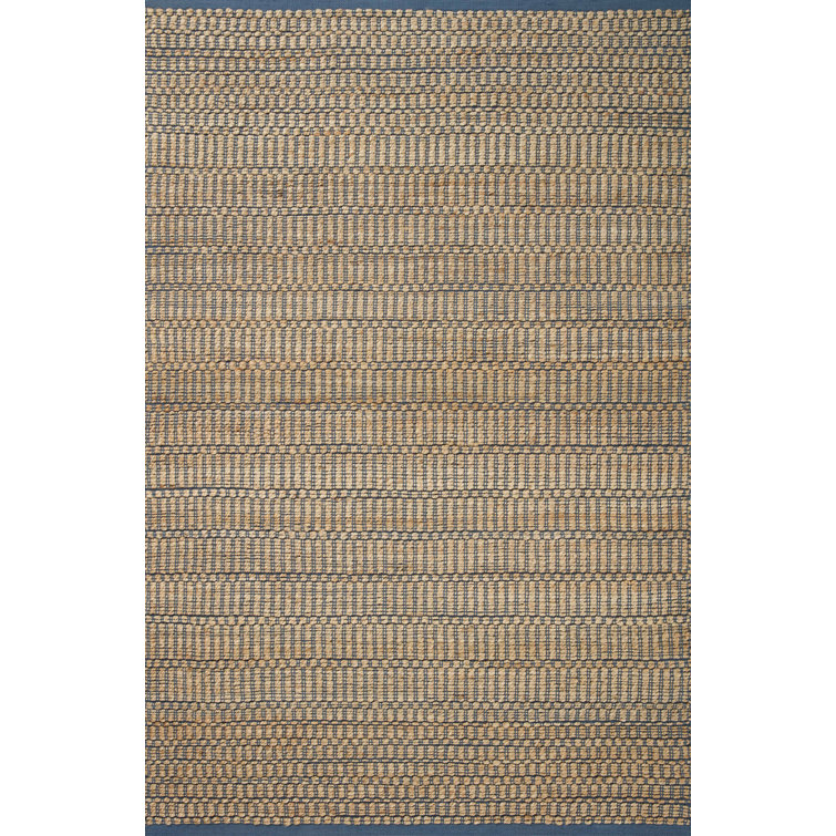 Handwoven Natural and Navy Geometric Cotton Accent Rug 2'-0" x 3'-0"
