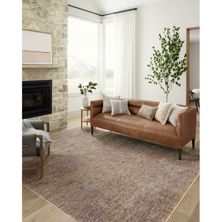 Taupe and Blue Rectangular Synthetic Area Rug 7'-10" x 10'-2"