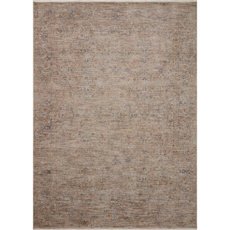 Taupe and Blue Rectangular Synthetic Area Rug 7'-10" x 10'-2"
