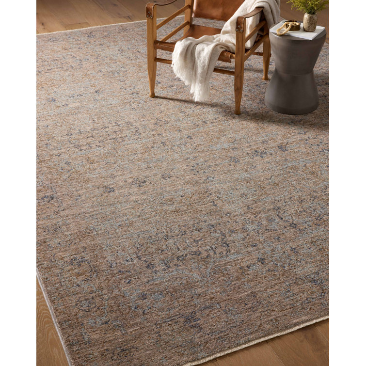 Taupe and Blue Rectangular Synthetic Area Rug 7'-10" x 10'-2"