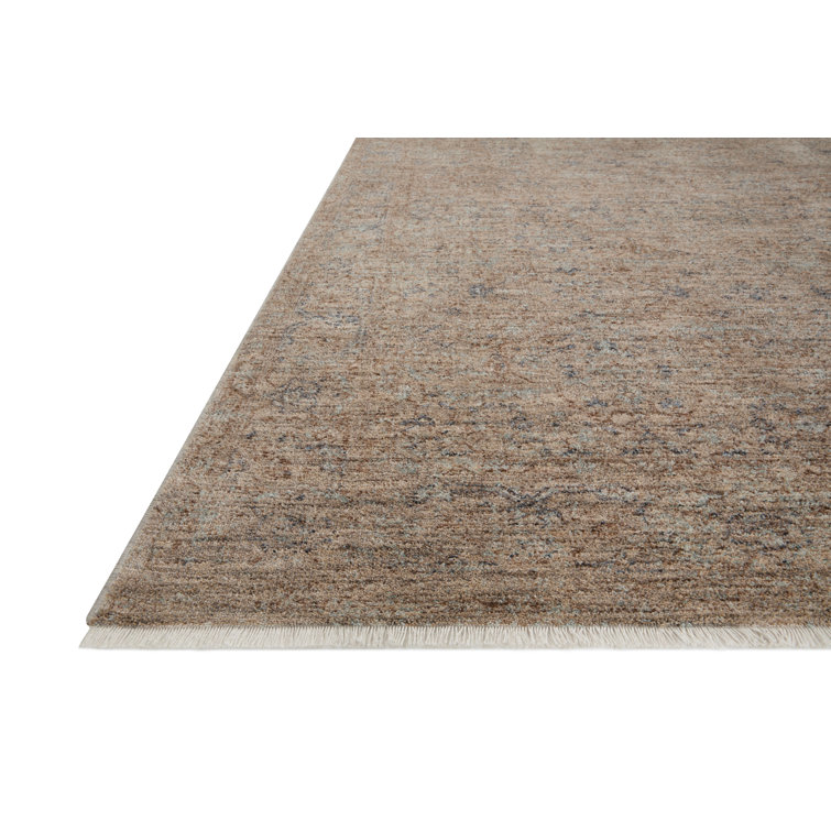 Taupe and Blue Rectangular Synthetic Area Rug 7'-10" x 10'-2"