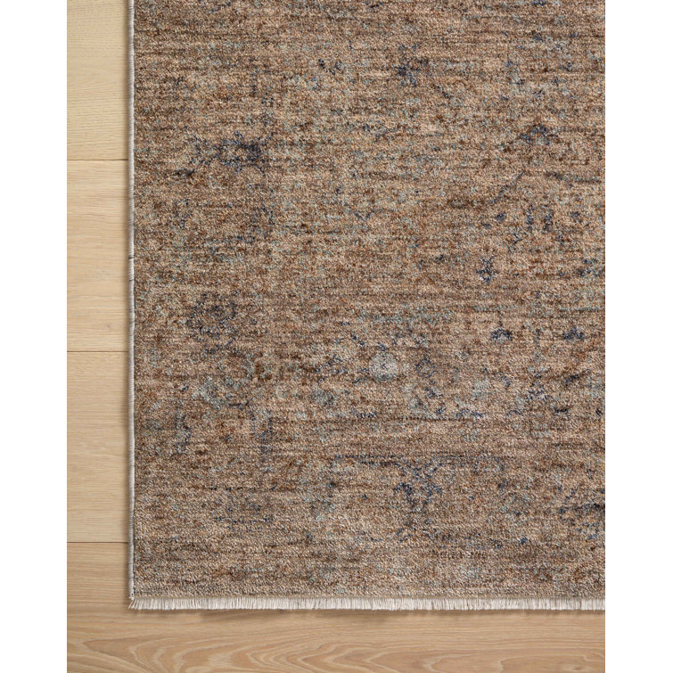 Taupe and Blue Rectangular Synthetic Area Rug 7'-10" x 10'-2"